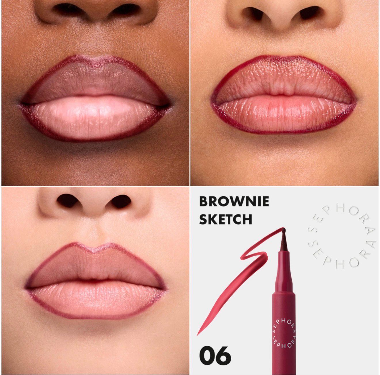 SEPHORA COLLECTION Lip Tint Felt Lip Stain & Liner SEPHORA COLLECTION Lip Tint Felt Lip Stain & Liner, إختاري الدرجة: 06 Brownie Sketch - muted berry