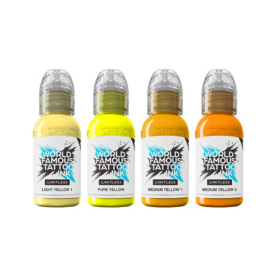 World Famous Limitless Tattoo Ink - Shades of Yellow Collection - 4x 30 ml