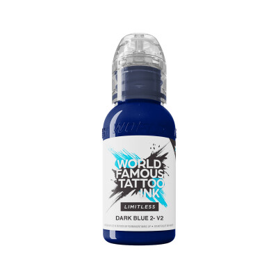 World Famous Limitless Tattoo Ink - Dark Blue 2 v2 30 ml, Volume: 30 ml.