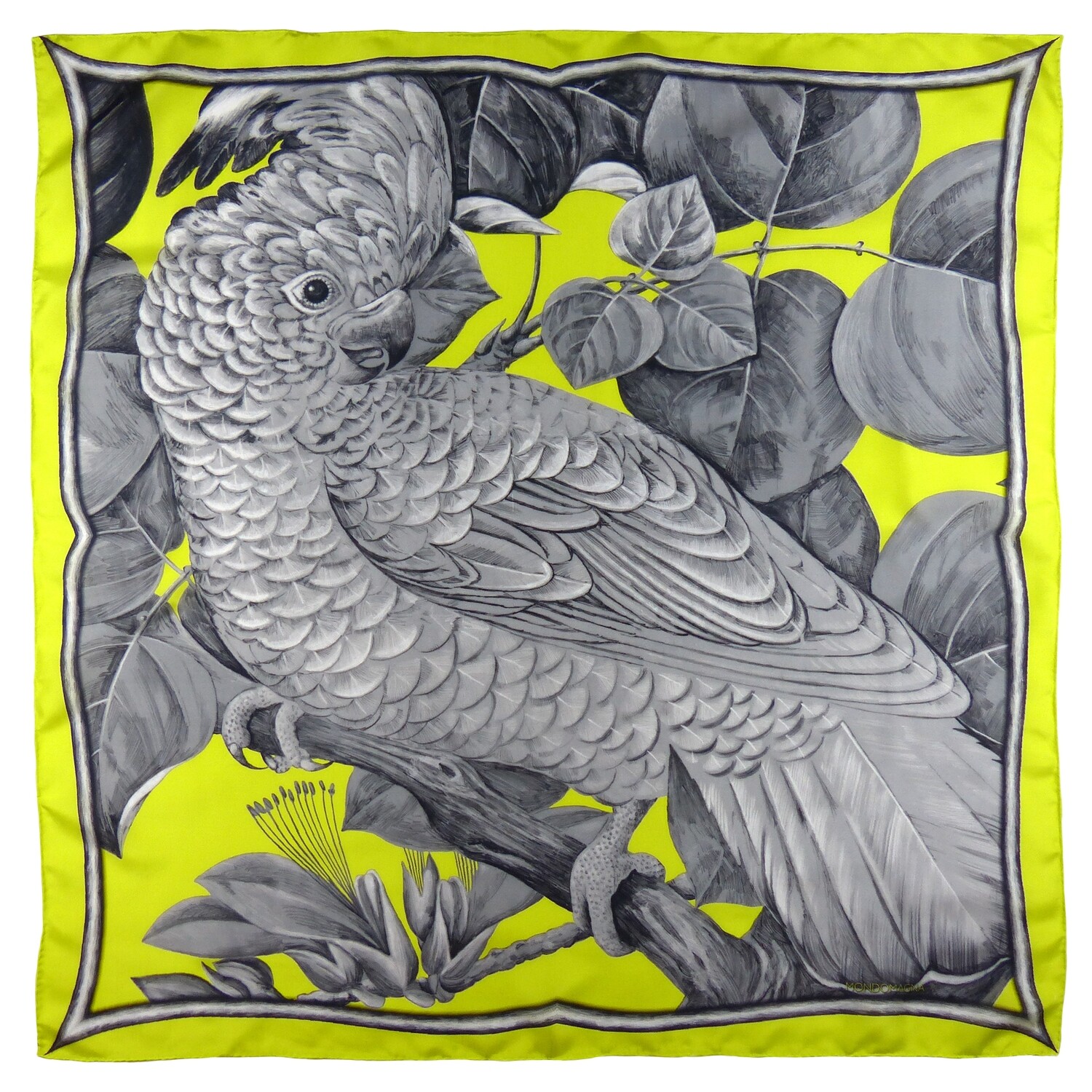 Square Silk Scarf (90cm) - Cockatoo Chartreuse