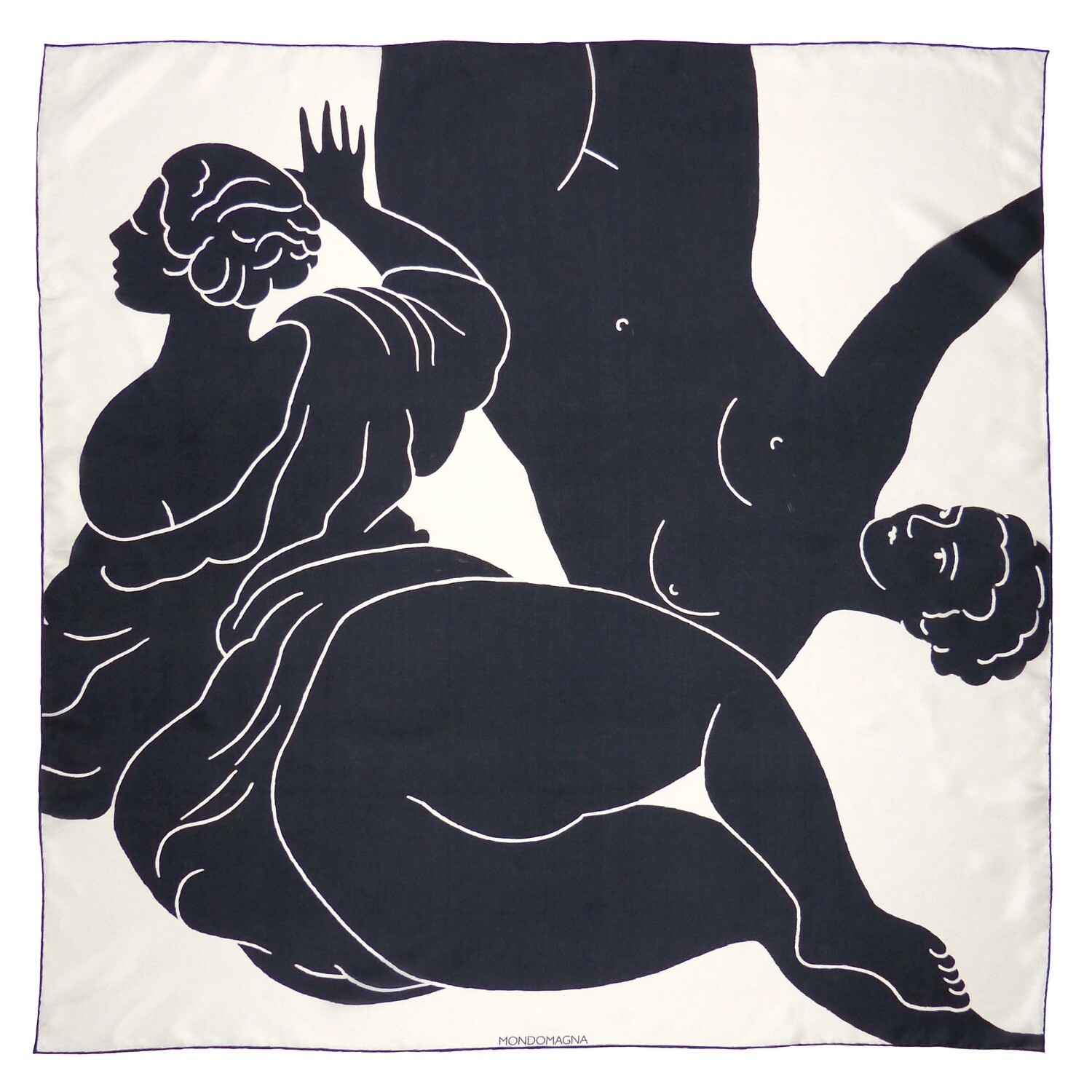 Square Silk Scarf (90cm) - Ladies Black/White