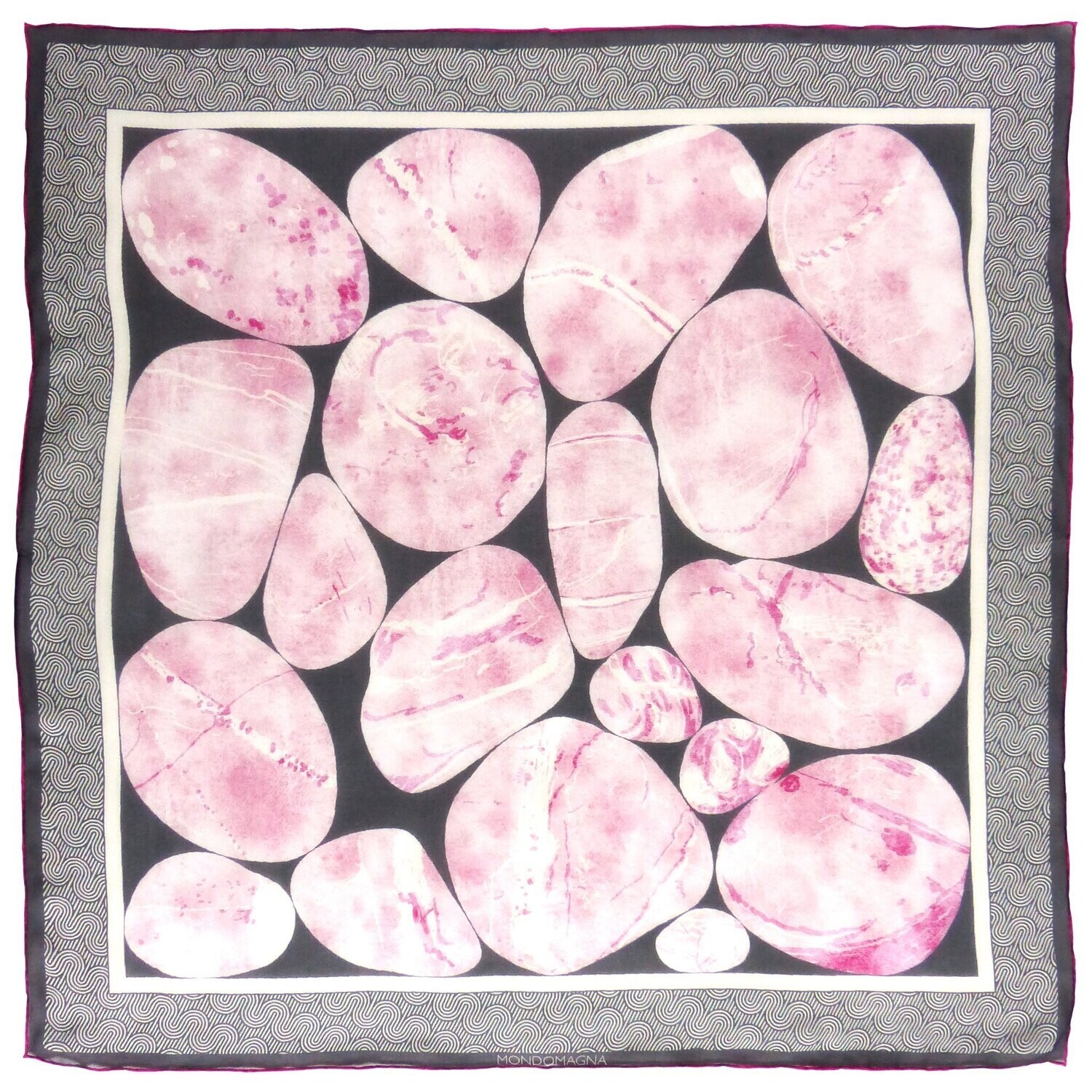 Silk Chiffon Scarf (65cm) - Pebble Pink/Grey