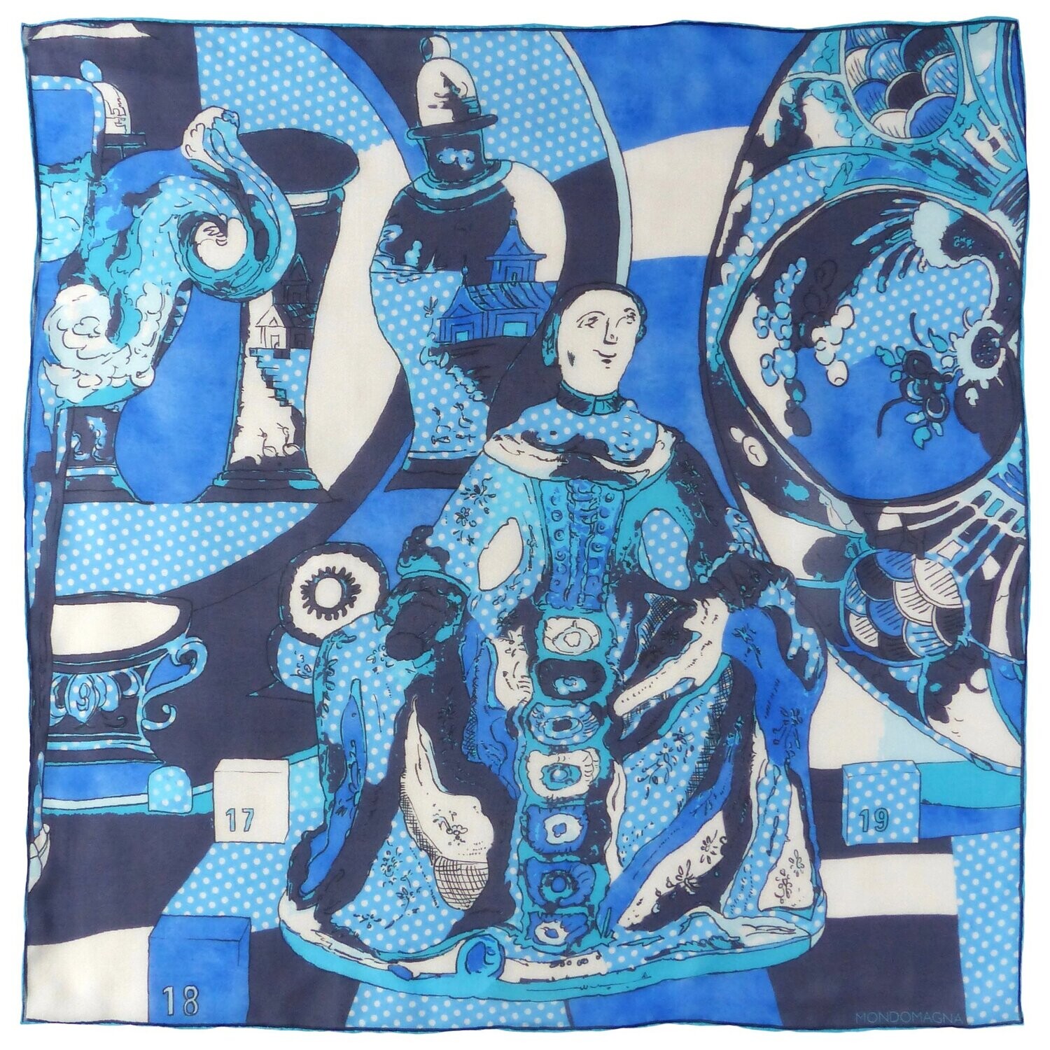 Silk Chiffon Scarf (65cm) - Porcelain Blue
