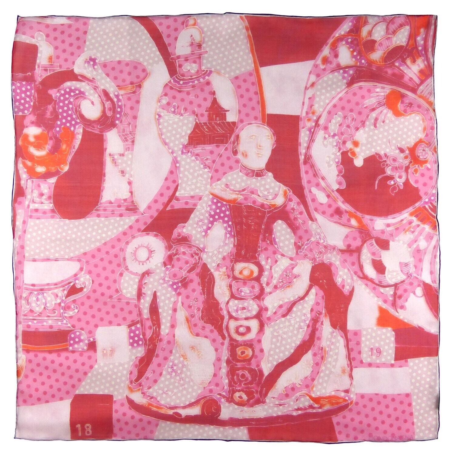 Silk Chiffon Scarf (65cm) - Porcelain Red/Pink