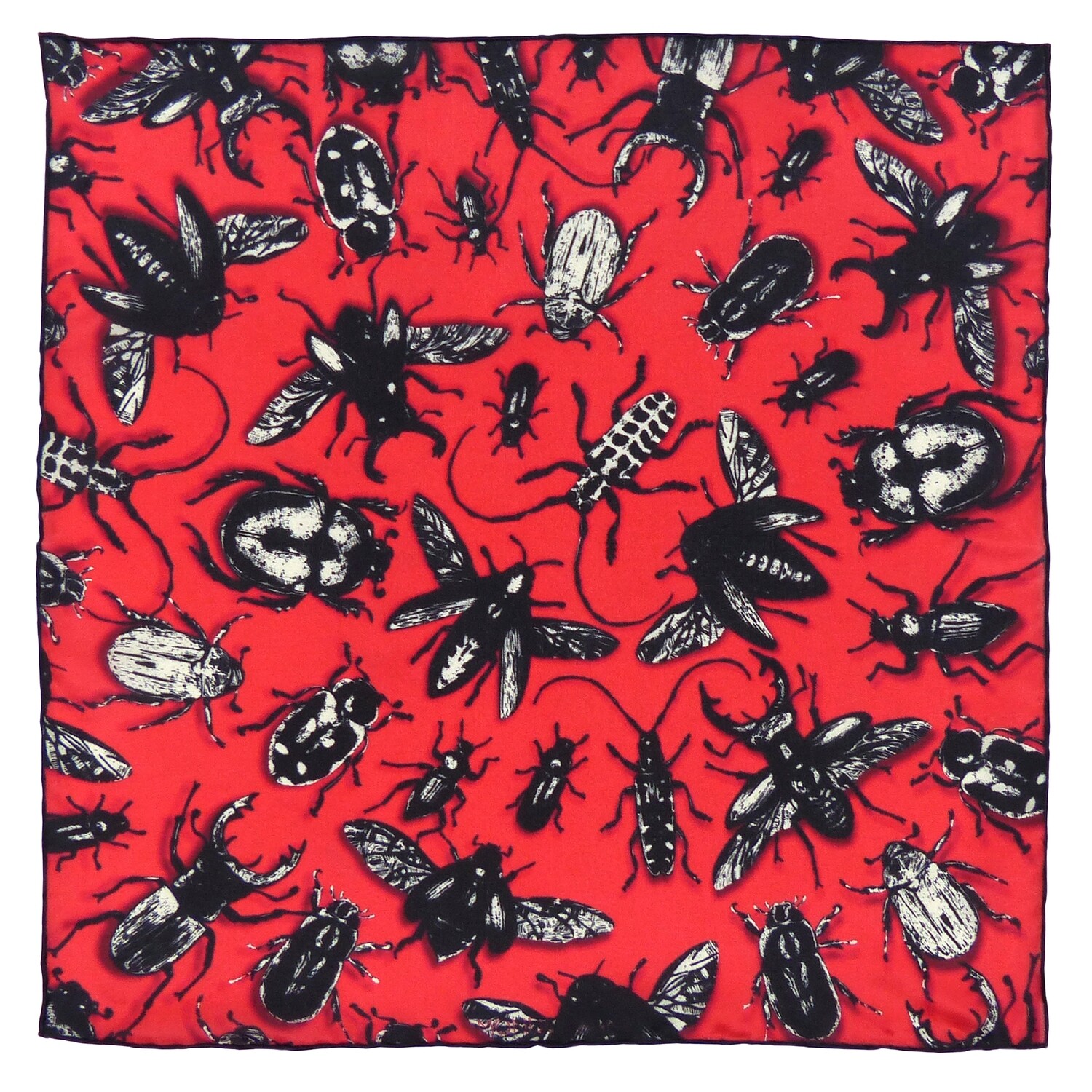Silk Pocket Square - Beetle Red/Black
