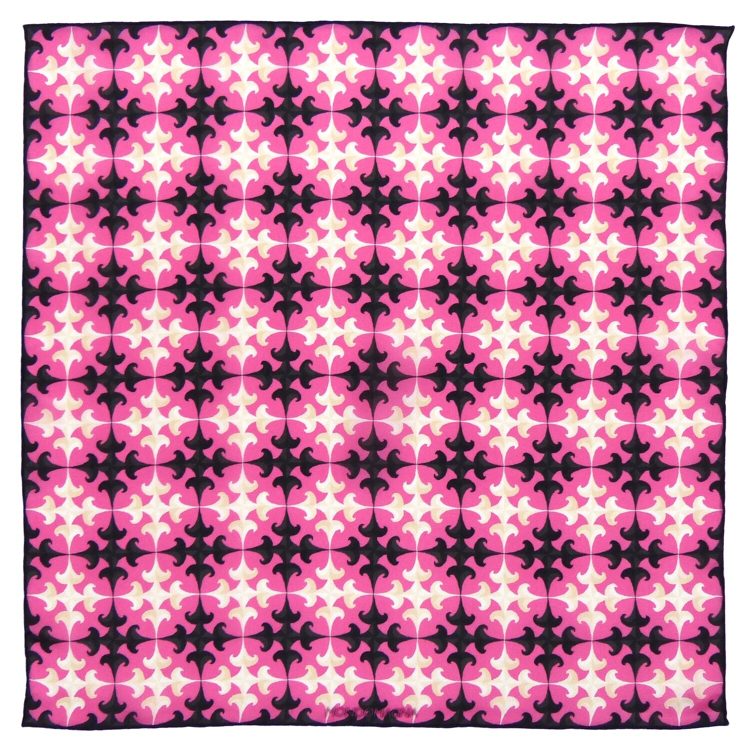 Silk Pocket Square - Tim Black/White/Pink