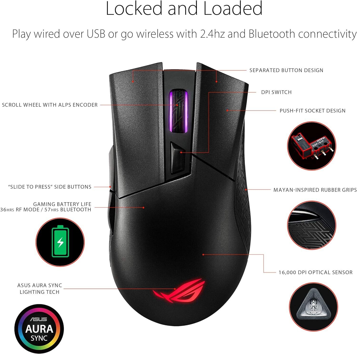 ASUS Wireless Optical Gaming Mouse for PC - ROG Gladius II