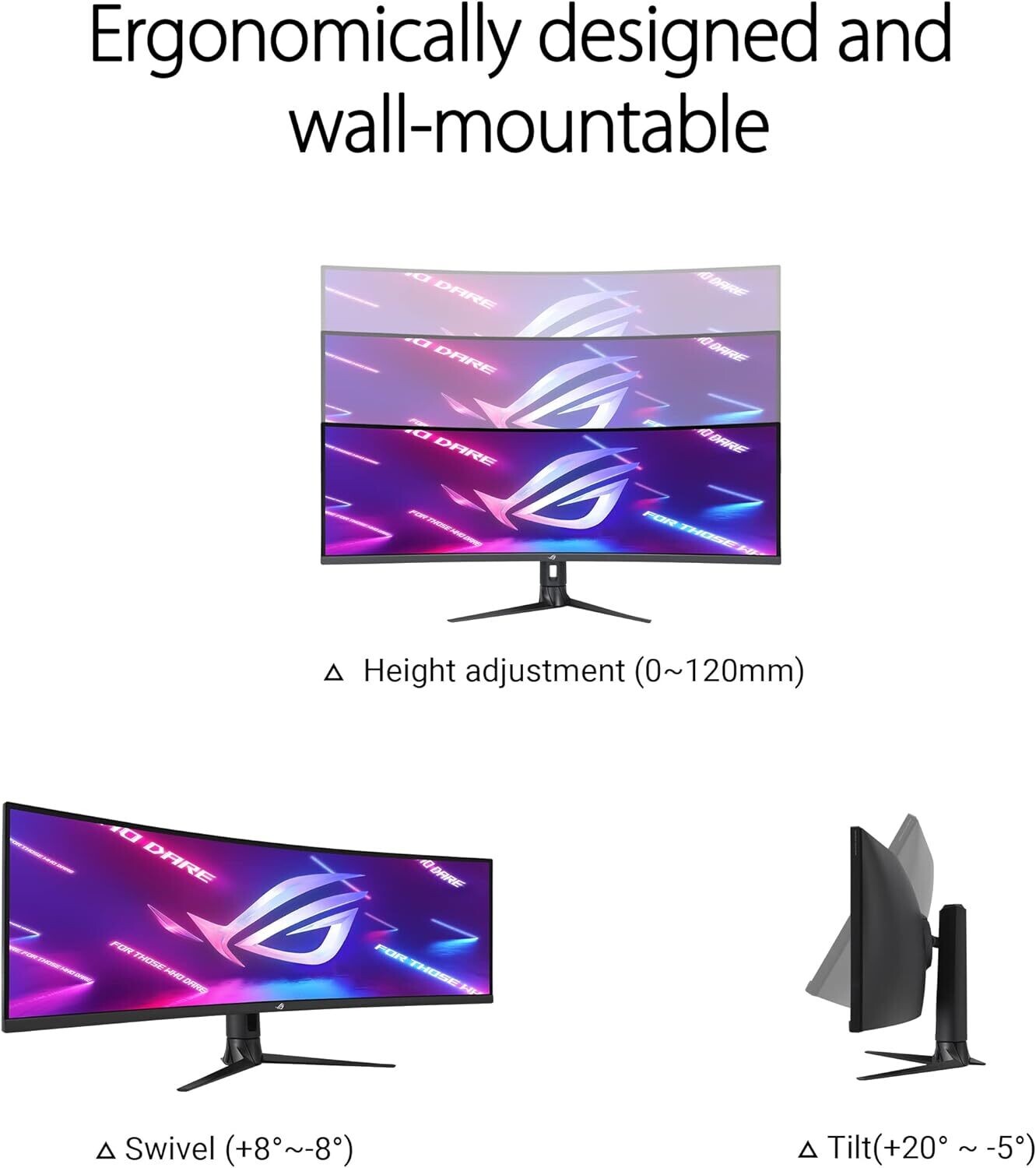 ASUS ROG Strix 49” Ultra-wide Curved HDR Gaming Monitor - Dual QHD 32:9 (5120 x 1440), 165Hz, Extreme Low Motion Blur Sync, USB-C, RJ45, DisplayHDR400, 90% DCI-P3, Dual Input-KVM Switch