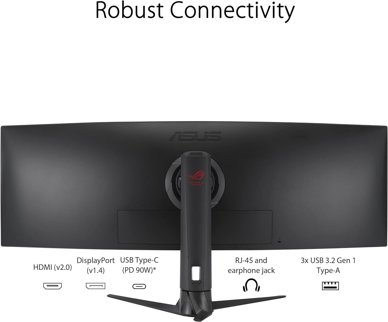 ASUS ROG Strix 49” Ultra-wide Curved HDR Gaming Monitor - Dual QHD 32:9 (5120 x 1440), 165Hz, Extreme Low Motion Blur Sync, USB-C, RJ45, DisplayHDR400, 90% DCI-P3, Dual Input-KVM Switch