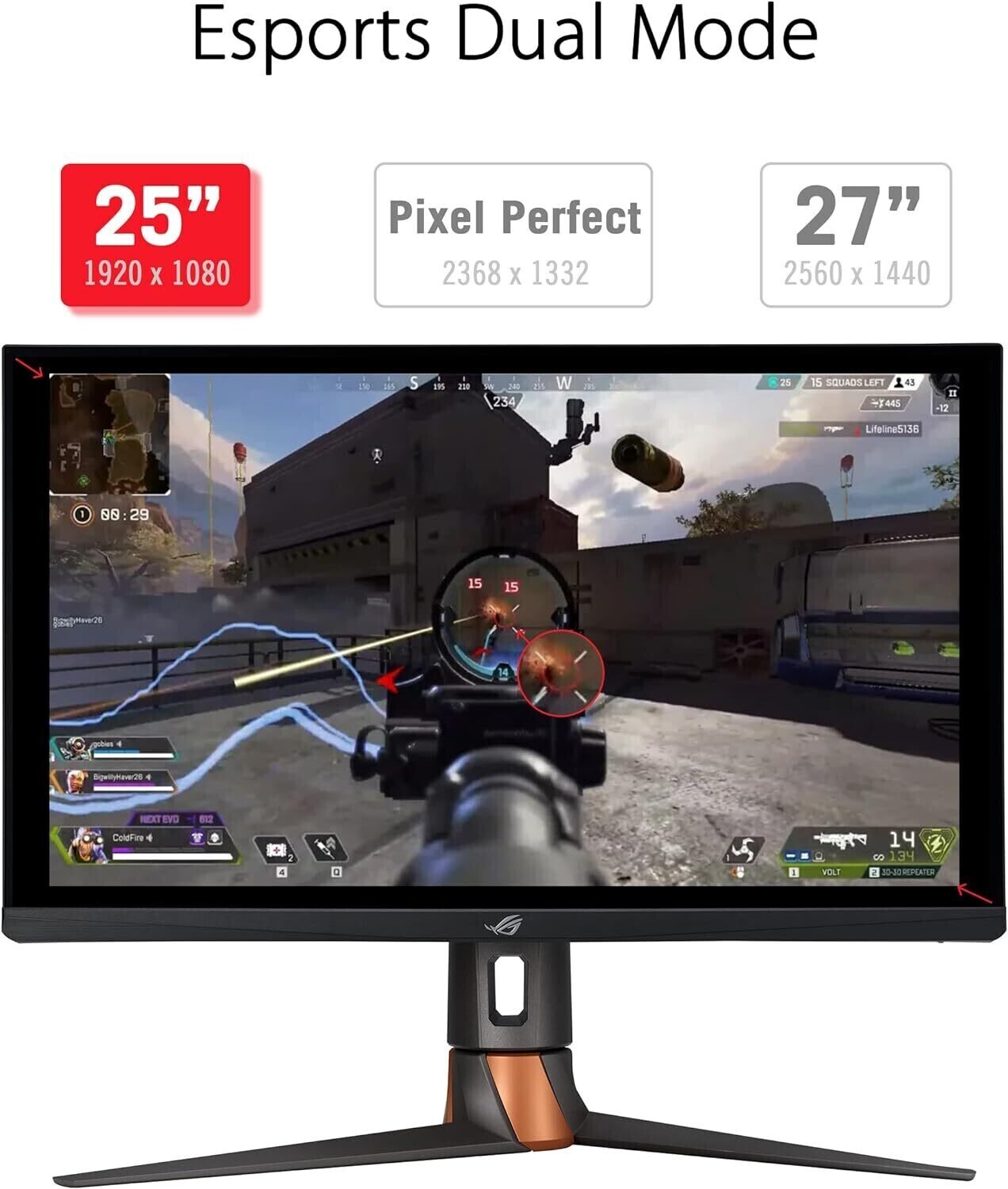 ASUS 27” 1440P 360Hz 1ms G-SYNC Gaming Monitor  - QHD, IPS, HDR10, DisplayHDR600