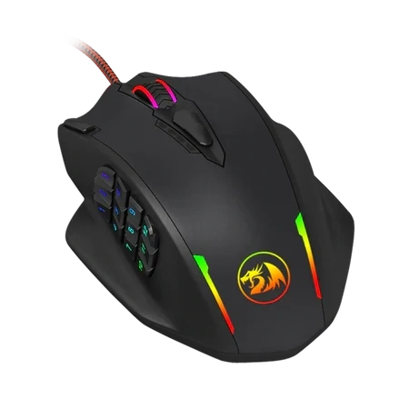 Redragon M908 Impact RGB LED MMO Gaming Mouse with 12 Side Buttons, Optical Wired Ergonomic Gamer Mouse