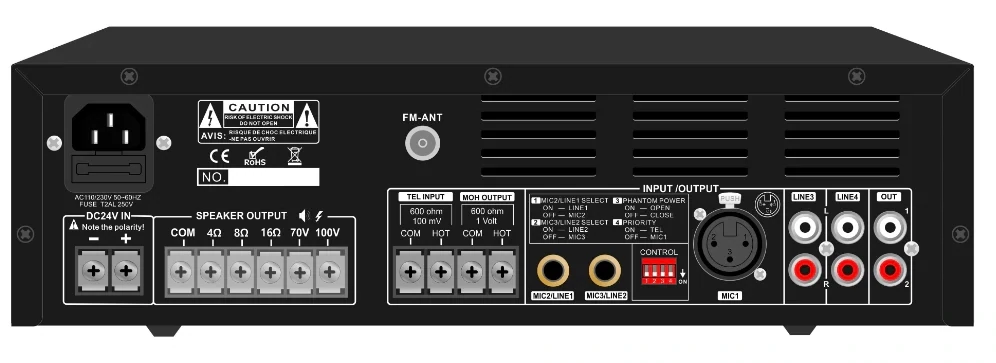 CMX 60 Tabletop Mixer Amp with USB/Bluetooth/ FM, 3 Mic, 2 Aux, 70V/100V/4-16 Ohm.