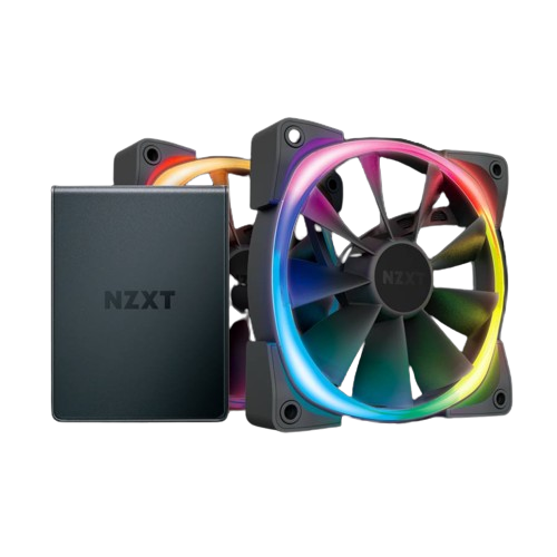 NZXT AER RGB 2-140mm - HF-2814C-DB - Advanced Lighting Customizations - Winglet Tips - Fluid Dynamic Bearing - LED RGB PWM Fan - Twin Fans (Lighting Controller INCLUDED) - Black