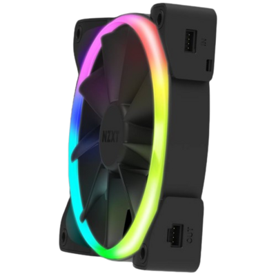 NZXT AER RGB 2-140mm - HF-2814C-DB - Advanced Lighting Customizations - Winglet Tips - Fluid Dynamic Bearing - LED RGB PWM Fan - Twin Fans (Lighting Controller INCLUDED) - Black