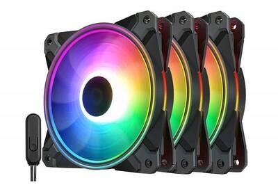 DEEPCOOL CF120 Plus 3 IN 1 RGB 120 mm Case Fan/Cooler| Support A-RGB motherboard synchronization - DP-F12-AR-CF120P-3P DEEPCOOL CF120 Plus 3 IN 1 RGB 120 mm Case Fan/Cooler| Support A-RGB motherboard synchronization - DP-F12-AR-CF120P-3P