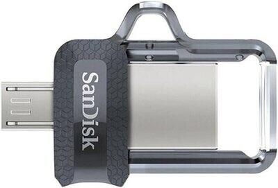 SanDisk 16GB Ultra Dual Drive m3.0 for Android Devices and Computers - microUSB, USB 3.0 - SDDD3-016G-G46, Black