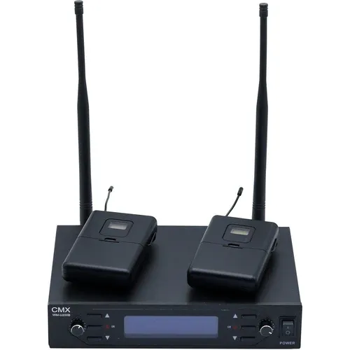 CMX UHF Wireless Microphone System, Two channel, bodypack receiver with lavalier Mic.o