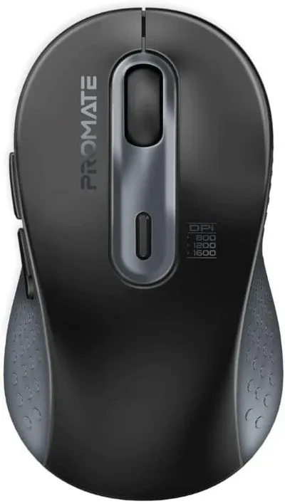 Promate Wireless Mouse, Ergonomic Ambidextrous Wireless Mice with Dual Mode Connectivity, Bluetooth v5.3, 2.4Ghz Transmission, Adjustable 1600DPI, 150H Working Time, Ken
