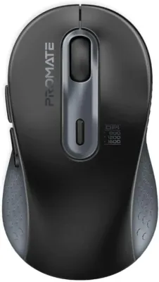 Promate Wireless Mouse, Ergonomic Ambidextrous Wireless Mice with Dual Mode Connectivity, Bluetooth v5.3, 2.4Ghz Transmission, Adjustable 1600DPI, 150H Working Time, Ken