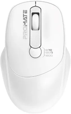 Promate Wireless Mouse, EZGrip Ergonomic Ambidextrous 2.4GHz Mice, Adjustable 1600DPI, 6 million Keystrokes, Nano USB Receiver, 10m Range, 120-hour Working Time for Laptops, PC