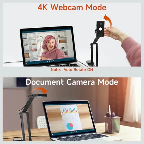 VIISAN VS13AI USB Document Camera with AI-Noise Reduction Mic, 13MP 4K Ultra HD A3-Size Capture, Dual-Mode Autofocus, LED Light, Foldable for Web Conferencing, Live Demo, Compatible macOS &amp; Windows