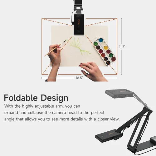VIISAN VS13AI USB Document Camera with AI-Noise Reduction Mic, 13MP 4K Ultra HD A3-Size Capture, Dual-Mode Autofocus, LED Light, Foldable for Web Conferencing, Live Demo, Compatible macOS &amp; Windows