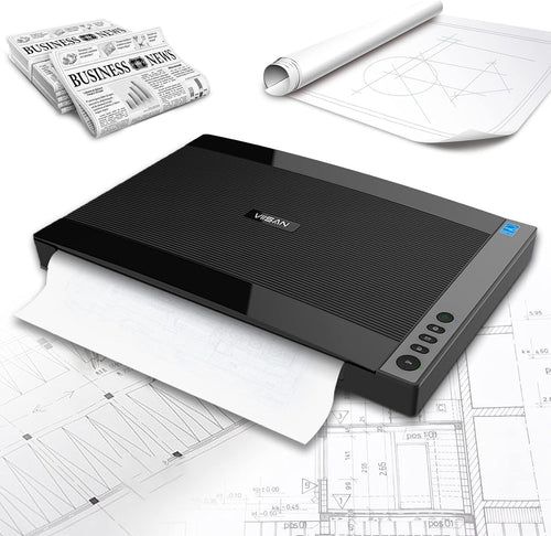 VIISAN 3120 A3 Flatbed Scanner, 1200 DPI, CIS Sensor, Scan 12&quot; x 17&quot; in 8 sec, Frameless, Auto-Scan, Document &amp; Photo &amp; Book Scanner, Design for Library, School and Soho. Supports Windows &amp; Mac