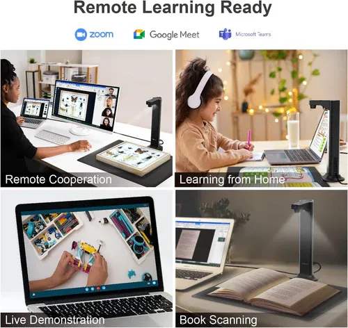 VIISAN DL8 Innovative Document Scanner, USB Book Scanner with Asymmetric Lighting Tech, OCR Auto-Flatten &amp; Deskew, 13MP Document Camera for Desktop/Laptop, Capture Size A3, Works with Windows &amp; macOS