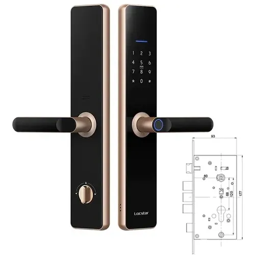 Locstar-A61 Wifi TTlock App Smart Door Lock Biometric Lock Fingerprint Door Handle Digital Keyless Lock