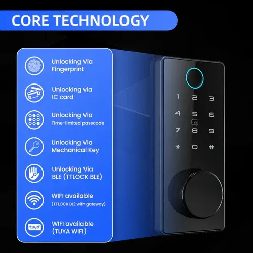 Locstar-C87 TTlock Bluetooth 4.1 App Password Card Key Smart Deadbolt With Fingerprint