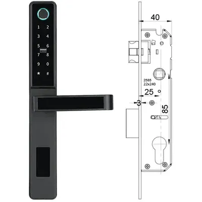 Locstar-C81 Best Patio Sliding Door Smart Locks With Handle Ttlock Bluetooth Lock Fingerprint iron Door Lock