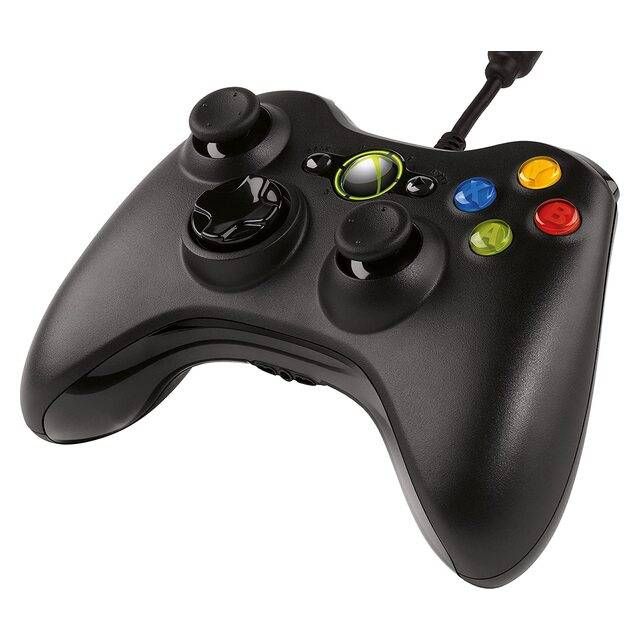 Xbox 360 Wired Controller (Black) / Green &amp; White Package