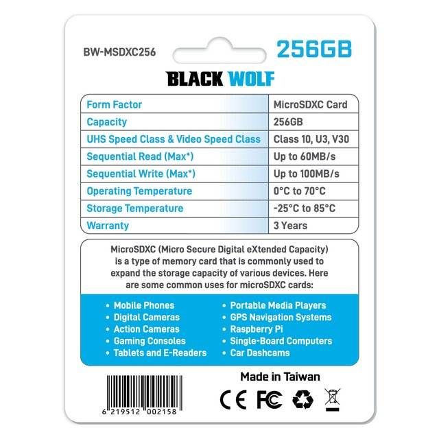 Black Wolf : MicroSDXC Card (256GB)