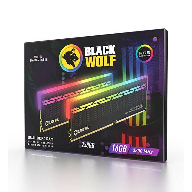 Black Wolf: RGB DDR4 RAM (2x8GB-3200 MHz)