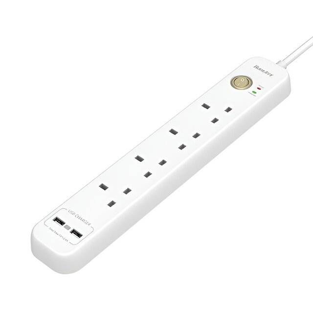 HuntKey 4 Outlets + 2 USB 2m Power Extension (SUC507)