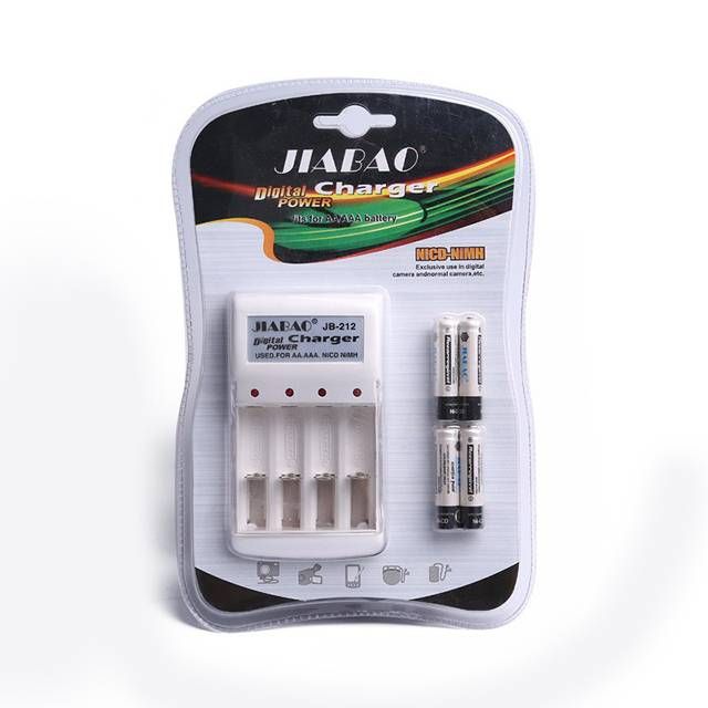 JIABAO JB-212 Battery Charger with [4 x AA] 600mAh Rechargable Batteries