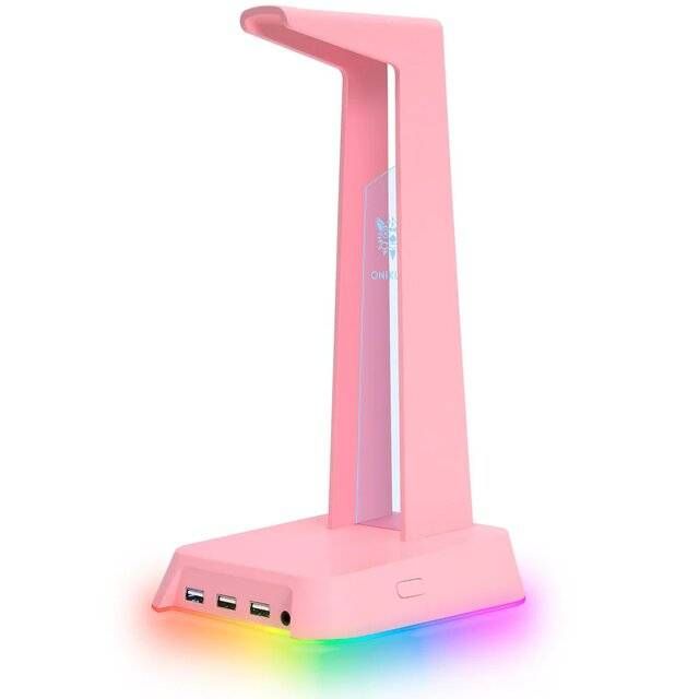 Onikuma ST-2 RGB Headphone Stand + USB Hub (Pink)