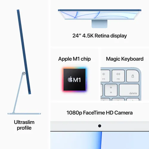 Apple 24&quot; iMac with M1 8-Core CPU 7-Core GPU - 8GB RAM - 256GB SSD (Arabic, Green)