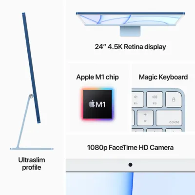 Apple 24&quot; iMac with M1 8-Core CPU 7-Core GPU - 8GB RAM - 256GB SSD (Arabic, Green)