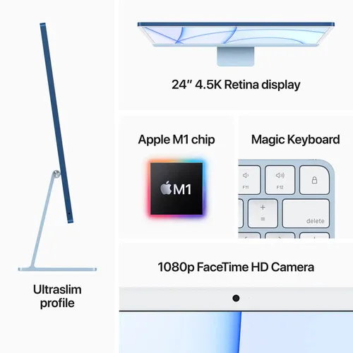 Apple 24&quot; iMac with M1 8-Core CPU 8-Core GPU - 8GB RAM - 512GB SSD (Arabic)