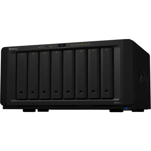 Synology DiskStation DS1821+ – 8-Bay NAS with AMD Ryzen V1500B, 4GB ECC RAM, Dual M.2 NVMe, 4x 1GbE, Scalable to 18 Bays