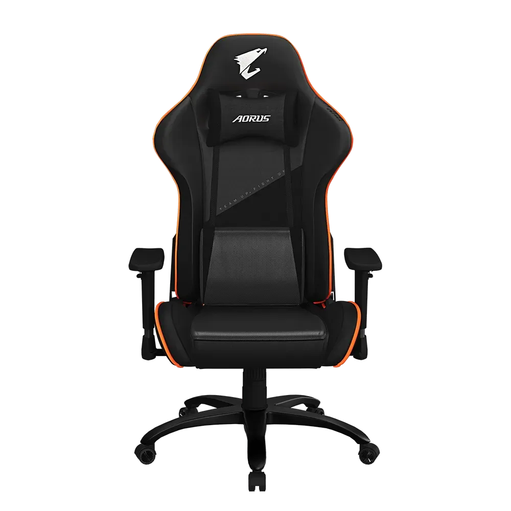 AORUS AGC310 -كرسي الألعاب  تصميم مريح، إمكانية إمالة 160 درجة، وسائد قابلة للتعديل، إطار فولاذي، معتمد من BIFMA