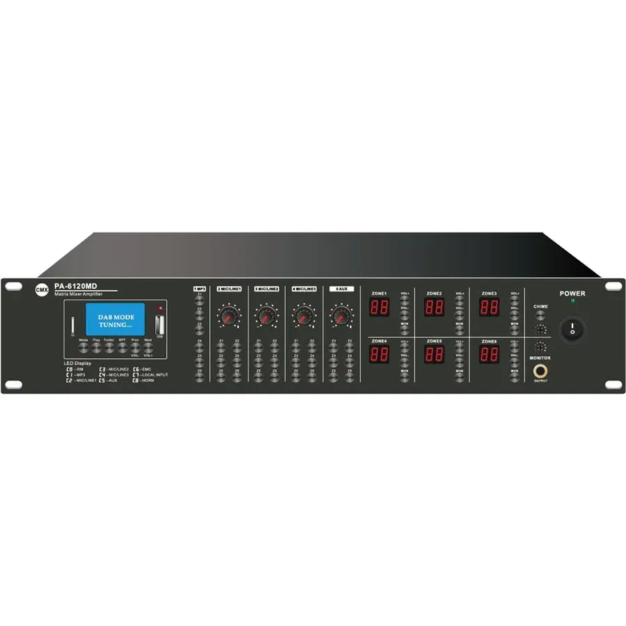 CMX PA-6120MX 6 Zone Mixer Amplifier with Audio Matrix/Mp3/USB/FM/Bluetooth