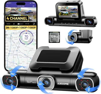 AZDOME M660 360° 4-Channel Dash Cam – 2K Front, 1080P Rear/Inside/Left/Right, Built-in 128GB eMMC, 5G WiFi, Voice Control, 4 Adjustable Lenses, IR Night Vision AZDOME M660 360° 4-Channel Dash Cam – 2K Front, 1080P Rear/Inside/Left/Right, Built-in 128GB eMMC, 5G WiFi, Voice Control, 4 Adjustable Lenses, IR Night Vision