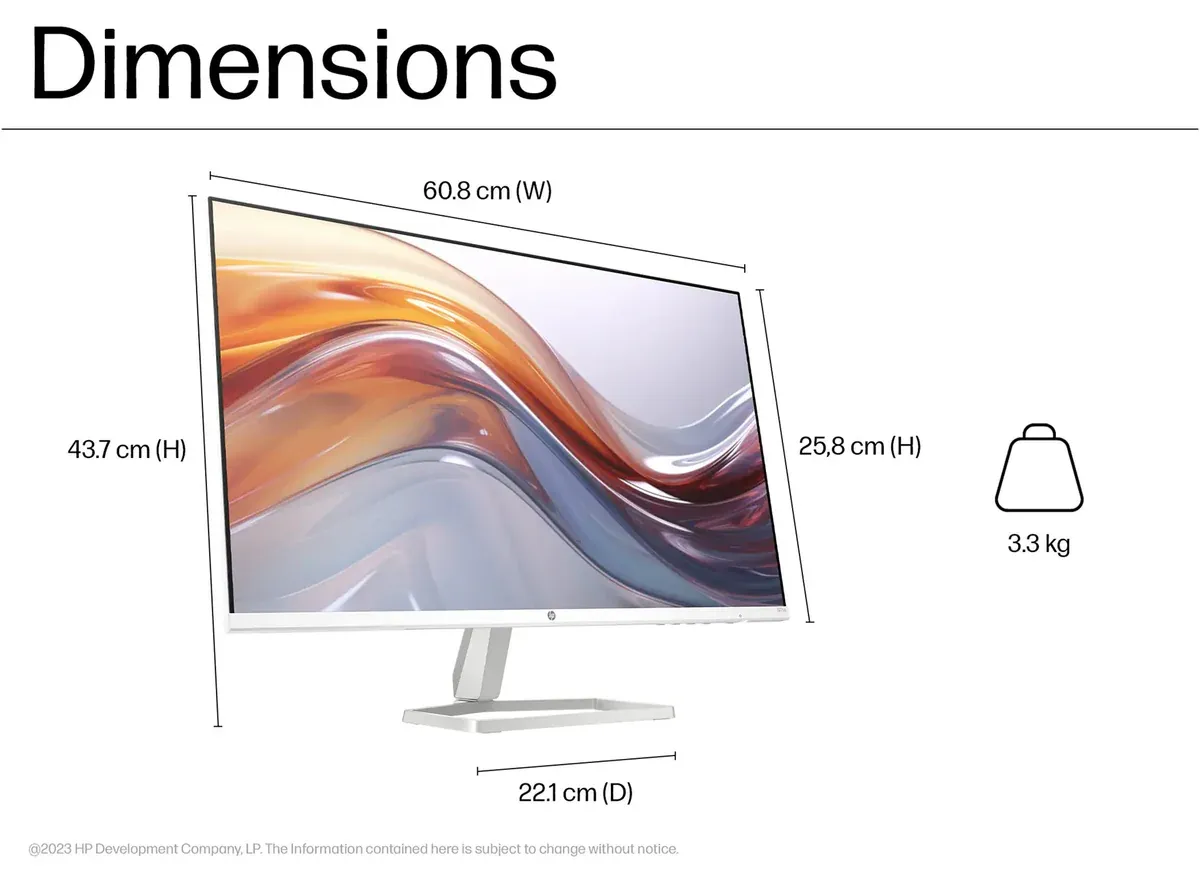 عرض خاص لفترة محدودة HP Series 5 27″ FHD IPS Monitor – 100 Hz Refresh, 99% sRGB, 300 nits Brightness, Height-Adjust, Eyesafe Certified عرض خاص لفترة محدودة HP Series 5 27″ FHD IPS Monitor – 100 Hz Refresh, 99% sRGB, 300 nits Brightness, Height-Adjust, Eyesafe Certified