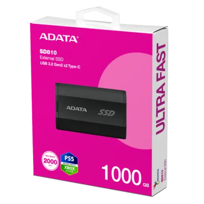 ADATA SD810 1TB External SSD – USB 3.2 Gen2x2, 2000MB/s, IP68 Waterproof, Game Console Compatible ADATA SD810 1TB External SSD – USB 3.2 Gen2x2, 2000MB/s, IP68 Waterproof, Game Console Compatible