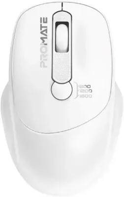 Promate Wireless Mouse, EZGrip Ergonomic Ambidextrous 2.4GHz Mice, Adjustable 1600DPI, 6 million Keystrokes, Nano USB Receiver, 10m Range, 120-hour Working Time for Laptops, PC