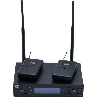 CMX UHF Wireless Microphone System, Two channel, bodypack receiver with lavalier Mic.