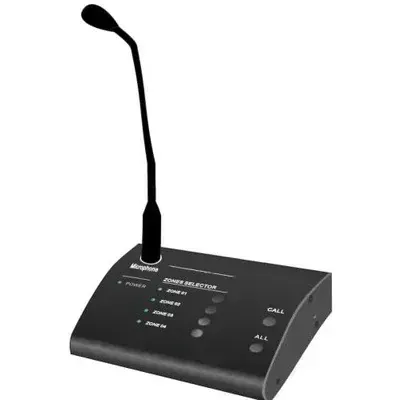 CMX 4 Zone Remote Paging Microphone for PA System, CAT6 Connectivity, Up to 200m Range, Works with PA-4500 Series Amplifiers