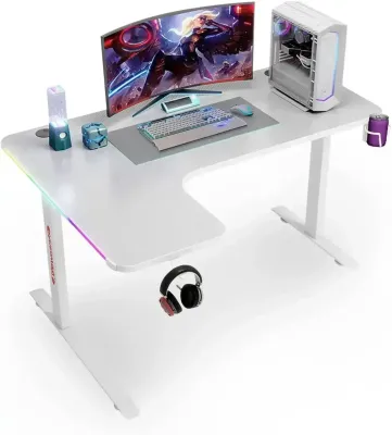 MIUZ RGB LED Gaming Desk - طاولة ألعاب زاوية بقياس 140 سم لتجربة لعب متكاملة